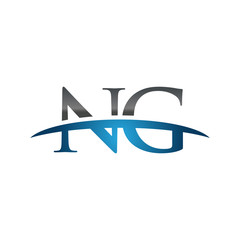 NG initial company swoosh logo blue
