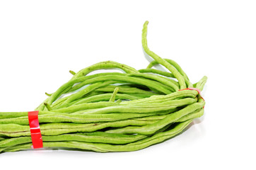 green beans on white background