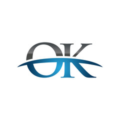 OK initial company swoosh logo blue