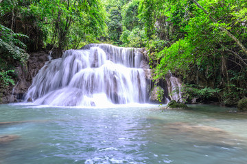 Huay Mae Kamin Waterfall in Kanchanaburi, Thailand.