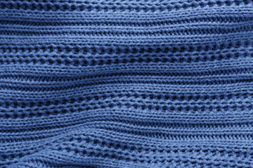 Blue knit fabric background