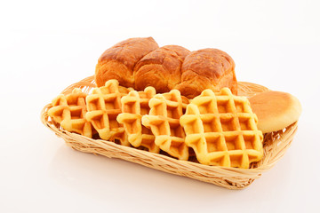 おいしそうなワッフルとパン