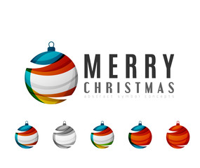 Fototapeta na wymiar Set of abstract Christmas ball icons, business logo concepts