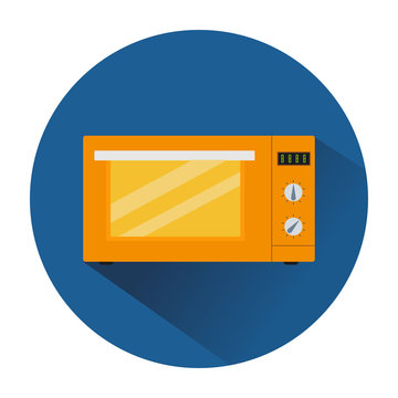 Icon of the orange microwave in the blue circle