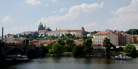 Fototapeta premium View of Prague castle from Manesuv bridge