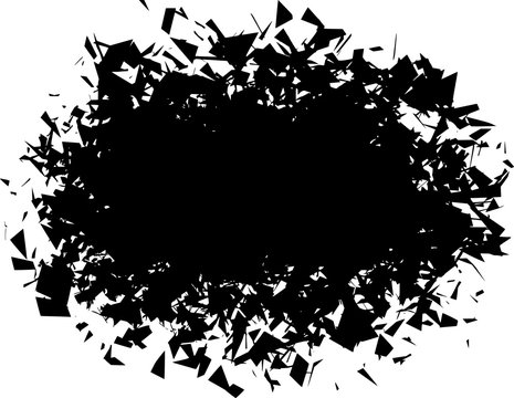 exploded futuristic round shape in black over white