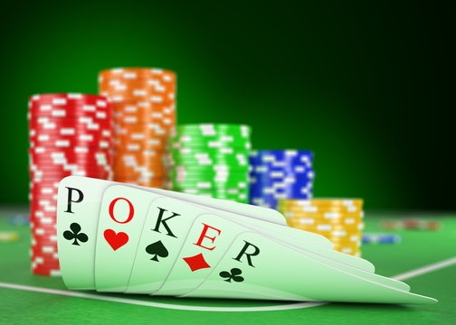 3D Casino. Poker concept