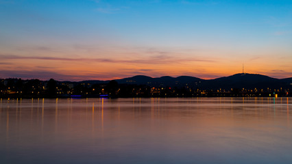 Sunset over the Vienna Hills and Danube Canal