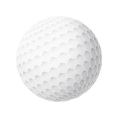 Golfball realistic vector. Image of single golf equipment, ball illustration isolated on white background.
