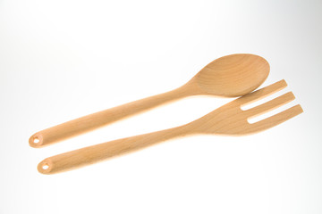 Spoon and fork with white background