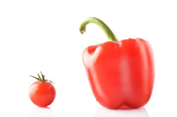 isolated bell pepper and tomato