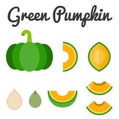 Vector green pumpkin set 2