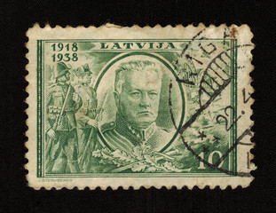LITHUANIA- CIRCA 1938: stamp printed by Lithuania shows The 20th Anniversary of the Republic of...