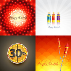 vector set of diwali background illustration