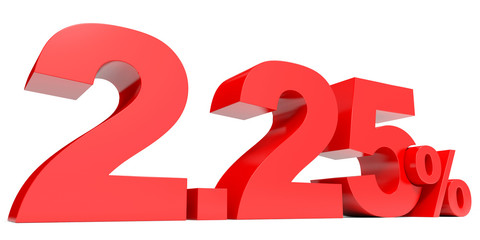 Red two point two five percent off. Discount 2.25 percent.