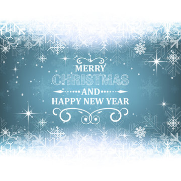 Christmas and New Year vector background with snow theme. Design for your greeting card.