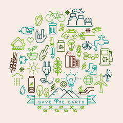 Eco vector. Ecology icon set.
