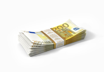 Stack of 200 euro bank notes