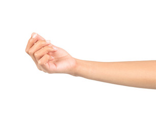 Woman hand hold virtual business card, credit card or blank pape