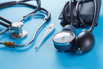 Medical devices stethoscope, tonometer, and thermometer