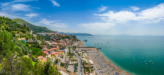 Beautiful view of Vietri sul Mare on the Amalfi Coast with Gulf of Salerno, Campania, southern Italy