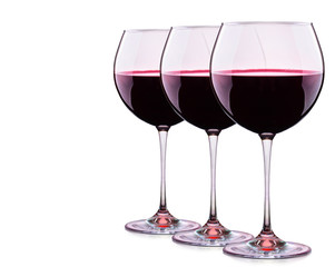 Set from glasses with wine isolated on a white 