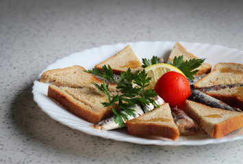 Sardines and toasted bread