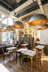 Restaurant interior in the morning