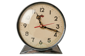 Retro clock isolated on white with clipping path