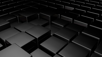 3d glossy black plastic cubes field background