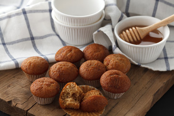 banana cake and honey sweet pastries dessert still life closeup