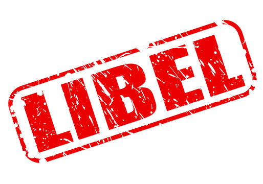 LIBEL red stamp text on white