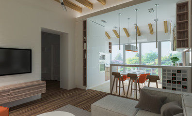 stylish modern interior of the house