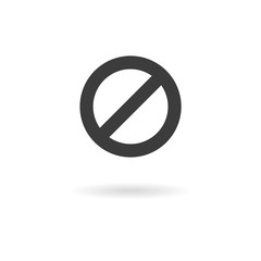Dark grey icon for BAN  on white background with shadow