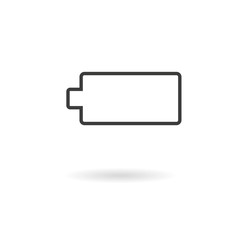 Naklejka premium Dark grey icon for empty battery on white background with shadow