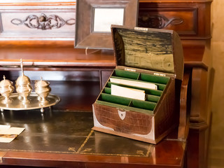 Retro box with papers