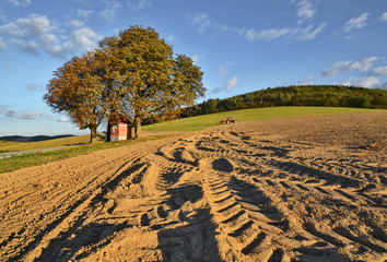 autumn landscape with chapel