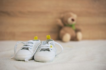 Small shoes for newborn baby.