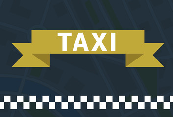 Taxi symbol with ribbon and white square stripes