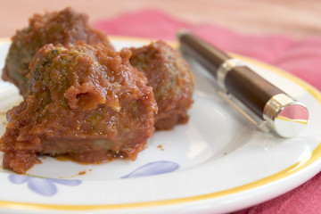 meatball at the tomato sauce