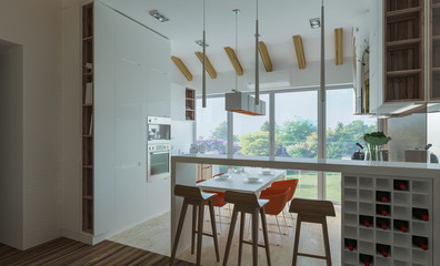 stylish modern interior of the house