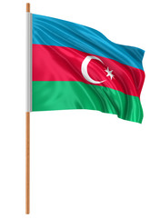 3D Azerbaijan flag with fabric surface texture. White background.