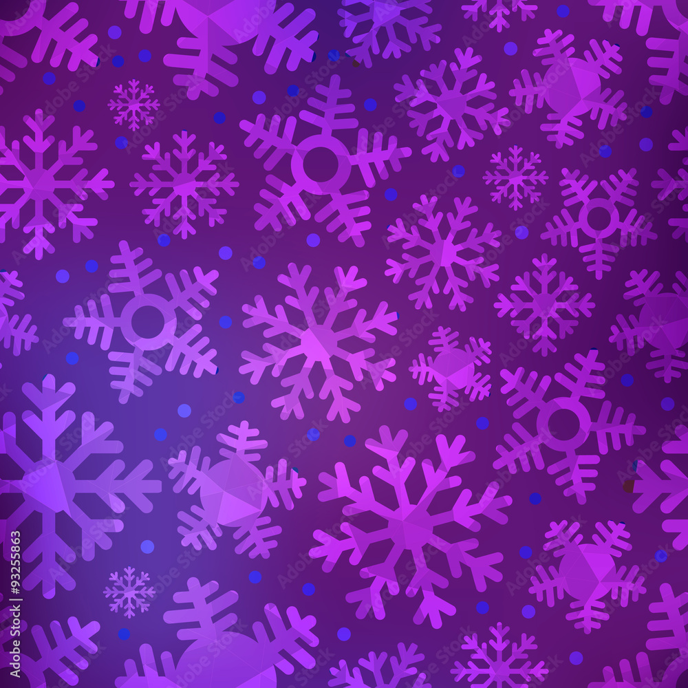 Poster different blue snowflakes set. abstract seamless background
