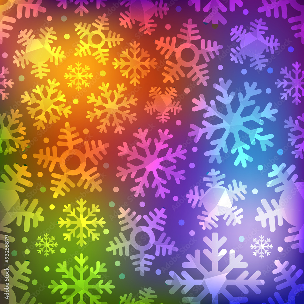 Poster different blue snowflakes set. abstract seamless background