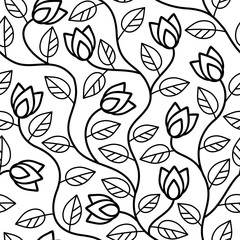 abstract flowers seamless pattern