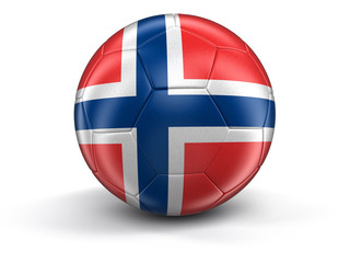 Naklejka premium Soccer football with Norwegian flag. Image with clipping path