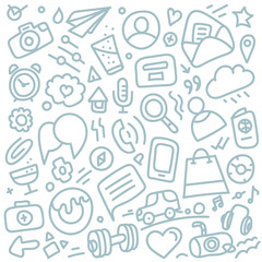 Different web interface silhouettes. Cartoon style sketch illust