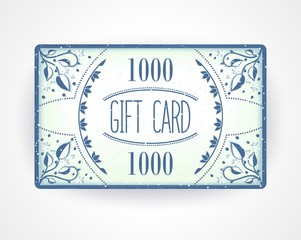 Gift card with floral pattern and ornament. 3D vector eps 10