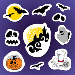 Set of halloween stickers Vector illustrations