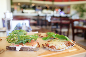 blurred background in the Italian cafes